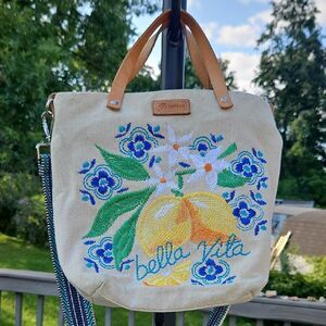 Bella Vita Embroidered Medium Messenger Bag
